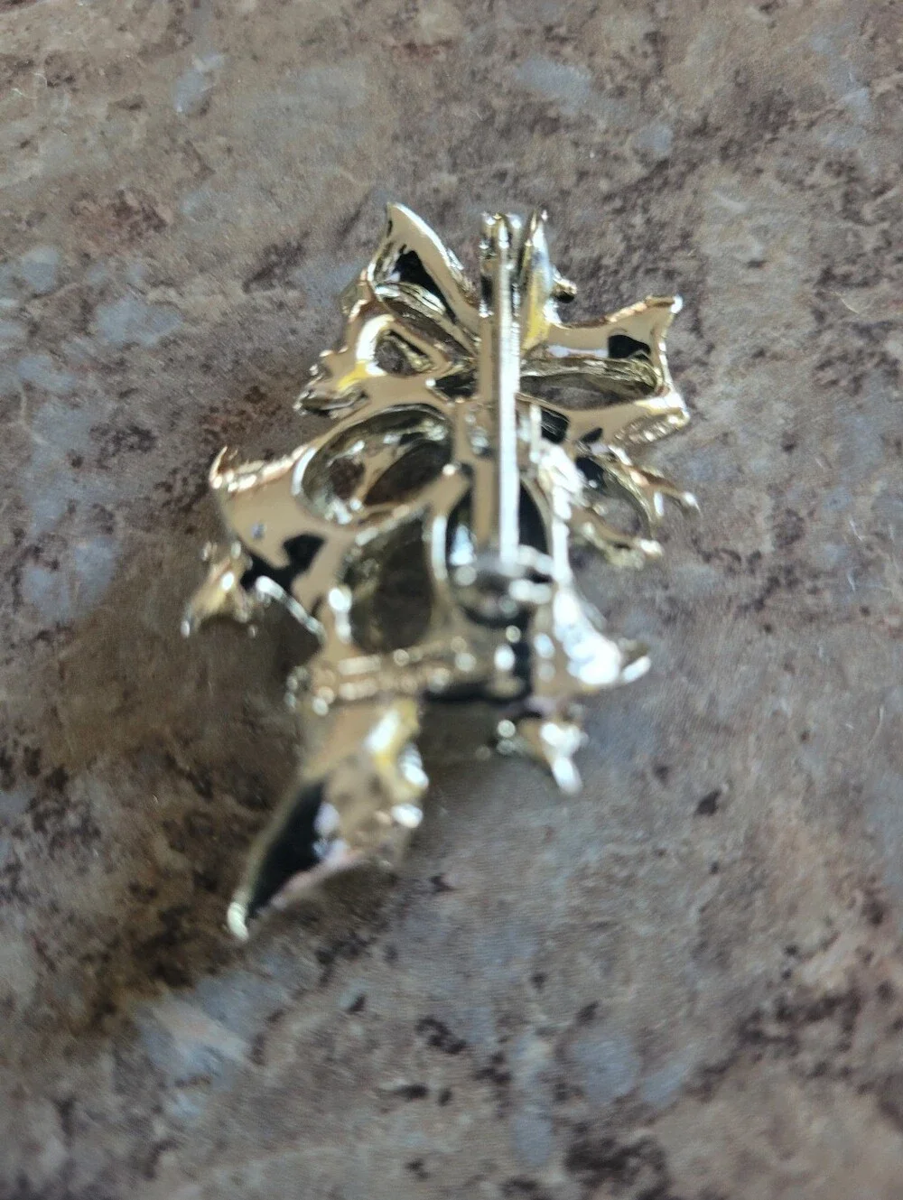 Gwrrys Gold/Silver Tone Holiday Bell Brooch with Green and Red Enamel